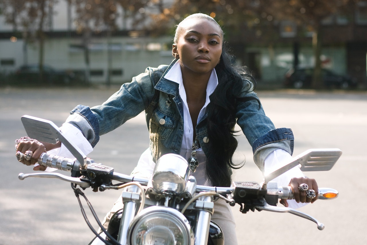 Woman riding a motorcycle